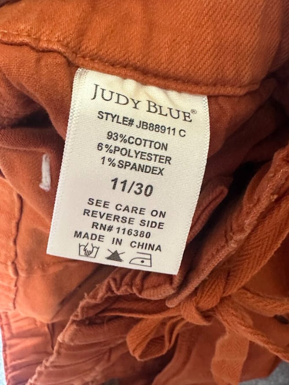 Judy Blue Garment Dyed Auburn Orange Double Cuff Jogger Jeans Size 11/30 - Picture 12 of 14